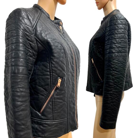 Marc New York Vegan Leather Cafe Racer Motorcycle Biker Jacket | M/L - Picture 6 of 11